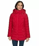 Tommy Hilfiger Damen Short Quilted Puffer Jacket Daunenalternativer Mantel, Purpur, L