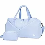 Ceneda Sporttaschen Klassische mit Schuhfach und Nassfach Tragbare Übernachtungs Wochenendtasche Reisetasche Yoga Tasche für Damen und Herren Gym Bag (Hellblau)