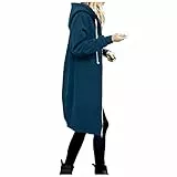 Damen Sweatjacke Kapuzenpullover Für Langarm Übergangsjacke Mit Kapuze Elegant Einfarbig Wintermantel Hoodies Jacke Casual Warm Jacken(Blau,5XL)