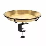 HRAYLTOP Deck Mounted Bird Bath Bird Feeder Schüssel mit 1.8 Zoll Dicker Eisenklemme für abnehmbare Außendekoration für Garten Hinterhof Patio und Deck für das Anziehen von Vögeln
