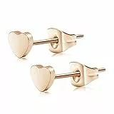 Artskin Herz Ohrringe flach Titan nickelfrei hypoallergen Rose Gold Ohrstecker für empfindliche Ohr zierlich herzförmigen Ohrring für Frauen Mädchen Teenager