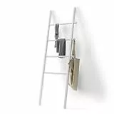 Umbra Leana Kleiderleiter, erweiterbarer Deckenständer, Handtuchhalter für das Badezimmer und Kleiderständer, Normal, Weiß