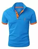 GLESTORE Kurzarm Poloshirt Herren T Shirt Männer Hemd Herren T-Shirt Sommer Polo Shirt Blau&Orange 3XL