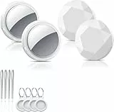 Air Tracker Tag Schlüsselfinder 4er Pack, Koffer Tracker Kompatibel mit Apple Wo ist? APP (Nur iOS), Bluetooth Key Finder für Gepäck/Taschen/Brieftasche, Smart KeyFinder, Austauschbarer Akku, Weiß