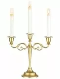 Sziqiqi Kerzenständer Gold 3 Armig: Kerzenständer Stabkerzen Kerzenleuchter Vintage für Tischdeko - Kerzenhalter Dreiarmig aus Metall für Weihnachten Hochzeit Wohnzimmer Fensterbank