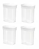 Emsa 4er Set Stapelbare Vorratsdose für Trockenvorräte, Volumen 0.38 Liter, Rechteckig, Weiß/Transparent, Optima 513555 x 4