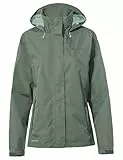 VAUDE Escape Light Regenjacke Damen – wasserdicht, atmungsaktiv und winddicht mit 2-Lagen-Membran, verstaubare Kapuze, 420g leicht - agave, 40