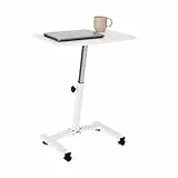 Seville Classics Airlift Mobiler höhenverstellbarer Laptop-Ständer, Computer-Arbeitsplatz zum Sitzen, Klassenzimmer, Heimbüro, medizinischer Tisch mit Rollen, Flacher Schreibtisch, 61 cm, Weiß