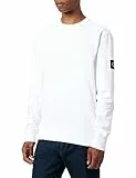 Calvin Klein Herren Sweatshirt Badge Crew Neck Rundhalsausschnitt, Weiß (Bright White), M