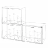 GUDEMAY Transparente stapelbare Kunststoffboxen mit Magnetverschluss & Display Ständer, Staubdichte Acryl Vitrine Schaukasten für Funko Pop, Actionfiguren, Lego, Minifiguren (3er Set)