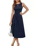 Aupuls Midi Cocktail Dresses for Women Ärmellos Hochzeitsgast Kleid Damen AUPG030 Navy L