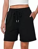 Litherday Shorts Damen Sporthose Kurze Jogginghose Sommer Sport Shorts Traininghose Kurze Hosen Baumwolle mit Taschen für Fitness Running