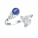 Wolfs Ring 925 Sterling Silber Lapis Lazuli Ringe Verstellbar Ring Tier Ringe Geschenk Valentinstag Schmuck für Damen