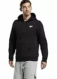 Reebok Herren Kapuzenpullover mit Logo auf der linken Brust, Schwarz, L, Schwarz, L