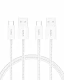 Belkin 2er-Pack geflochtenes USB-A auf USB-C Ladekabel, 1,5 m, 15W, biegsames, flexibles Schnellladekabel, USB-C kabel für iPhone 16 und 15, Galaxy S25, Pixel 9, iPad Pro usw. – Weiß