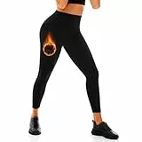 Leafigure Thermo Leggings Damen High Waist, Blickdicht Schwarze Fleece Leggings für Sport Gym Yoga S-M