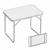 Relaxdays Campingtisch, Faltbarer Beistelltisch, HBT 68,5 x 80 x 60 cm, Camping & Picknick, Klapptisch Alu, weiß