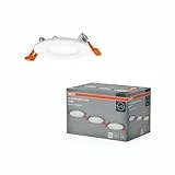 Osram Essential LED Einbaustrahler Slim 85mm 4,5W Weiß, 3er Set Downlight 240lm kaltweiß 4000K, Deckenspot IP20