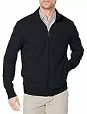 Amazon Essentials Herren Leichtes French-Terry-Sweatshirt mit durchgehendem Reißverschluss, Schwarz, L
