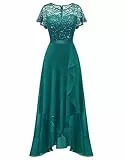 Berylove Abendkleid Lang Elegant Für Hochzeit Paillettenkleid Abiballkleider Brautkleider Grosse Grössen Chiffonkleid Damen Grünes Kleid RBLP7051XP PeacockGreen XXXL