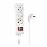 Hama Steckdosenleiste 3-Fach (Mehrfachsteckdose mit EIN- und Aus Kipp-Schalter, Steckerleiste mit 3m Kabellänge, Verteilersteckdose, Mehrfachstecker für Home Ofiice) Weiß