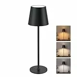 JACKYLED Tischlampe Kabellos, Wiederaufladbar mit 5000mAh Akku, 3 Höhen Verstellbar, 3 Farbtemperaturen Dimmbar, Tragbare LED-Wasserdichte Tischlampe für Esszimmer, Schlafzimmer, Außenbereiche
