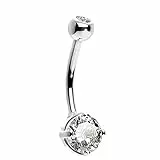 OUFER OUER 14G 14K Solid Gold Bauchnabelpiercing Clear CZ Navel Ring Bananabells