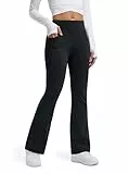 Libin Damen Thermo Flared Leggings Thermohose Wanderhose Wasserabweisend Winter Sporthose Schlaghose Yogahose Bootcut Hose mit Taschen, Schwarz M