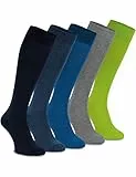 OCERA 5 Paar Kniestrümpfe für Damen & Herren (unisex) in Blau-Mix 47/50