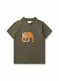 Sanetta Kinder UV Shirt Kurzarm grün Tiger | Praktisches und schützendes Badeshirt aus recyceltem Polyester-Mix für Jungen. Bademode für Kinder
