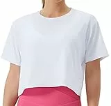 THE GYM PEOPLE Damen Sport Crop Top Kurzarm Lockeres Basic Fitness Shirt Bauchfrei Sommer Yoga Laufen Training Oberteil