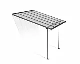 Canopia by Palram Terrassenüberdachung Alu Sierra 3X3.05 Polycarbonat Hohlkammerplatten Pergola 314 x 295 cm Grau zur Überdachung ihrer Terrasse
