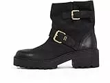 Tommy Hilfiger Damen Mid Boot Stiefel Biker Double Buckle aus Leder, Schwarz (Black), 41