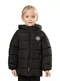 SOLOCOTE Kleinkind Mädchen Wintermantel wasserabweisend Faux Daunen Füllung Kapuze Fleece gefüttert kleine Kinder Puffy Jacken Schwarz 116