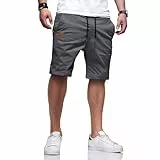 Tansozer Kurze Hosen Herren Shorts Herren Bermuda Sommer Shorts Leicht Atmungsaktiv Chino Shorts Elastische Taille Freizeithose Kurze Hose Männer Baumwolle Stretch Shorts mit Taschen Grey XL