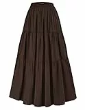 SCARLET DARKNESS Maxi-Röcke für Damen, Sommer, fließender Renaissance-Rock mit Taschen, Kaffee, Mittel