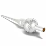 Christbaumspitze Glas Silber Weiß, Weihnachtsbaumspitze, UNOLIGA 26cm Mundgeblasen Glas Tannenbaum Spitze, Vintage Baumspitze