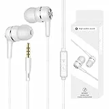 Rtinle In-Ear Kopfhörer Mit Kabel, 3.5mm Magnetisch In-Ear Ohrhörer mit Mikrofon und Lautstärkeregler,Kopfhörer Stereo und HiFi-Klang,für Galaxy, i-Phone, Smartphone, MP3 Players usw,Weiß