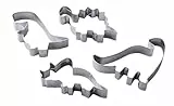 Zenker Dinosaurier-Ausstecher-Set aus Edelstahl, 4-teilig – Perfekt für kreative Backsessions mit Kindern, spülmaschinengeeignet, trendiges Dino-Design, Silber