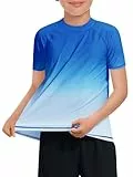 Haloumoning Badeshirt Jungen Kurzarm Schwimmshirt Kinder Schnelltrocknende Badeanzug T-Shirt, Königsblau, 13-14 Jahre
