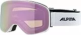 ALPINA SLOPE Q-LITE - Verspiegelte, Kontrastverstärkende OTG Skibrille Mit 100% UV-Schutz Für Erwachsene, white matt, One Size