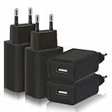 4 Pack 5W Ladegerät USB Netzteil Stecker Adapter, 1A/5V Ladestecker USB Steckdose Netzstecker Kompatibel mit iPhone Samsung Huawei Xiaomi Oppo (Schwarz)