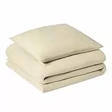Amazon Basics 2-teiliges Bettwäsche-Set aus gebürsteter Mikrofaser, extra weich mit natürlicher Textur, Bettdeckenbezug 135 x 200 cm & 1 Kissenbezug 80 x 80 cm, Beige