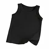 XINYUNZU Unterhemd Kinder Baumwolle Atmungsaktiv Tanktop Sommer Top Shirt Ärmellos Casual Oberteile Dünne Trägertop Unterhemden für Mädchen und Jungen Schwarz 12 Jahre