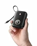 PowerBank Klein Aber Stark mit USB-C Kabel, Mini Power bank 10000mAh 22.5W Schnellladefunktion, Externe Handyakkus USB C Input&Output Akkupack für iPhone 16/15 Serie, Samsung, Google, Android und mehr