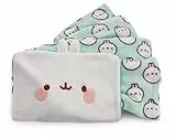 NICI Fleecedecke & Tasche in 1 MOLANG (Decke:100x180cm /Tasche:40x26cm) weiß - Warmes weiches Fleece 2-in-1 flauschig weiches Reisekissen umwandelbar zur Reisedecke für Frauen, Männer und Kinder