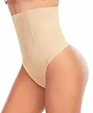 YARRCO Damen Bauchweg Unterhose Slips String Tanga Shapewear Hohe Taille Miederhose Body Shaper Miederslips Figurformende Unterwäsche (Beige-Hohe Taille, L)