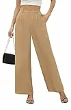 BEIGAI Hosen Damen Lose Lounge High Waist Weite Hose Outdoor Jogpants Culottes Elegant Yoga Hosen mit Taschen,Aprikose,M