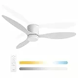 Noaton Deckenventilator mit Beleuchtung Fornax Weiß, Durchmesser 132 cm, DC motor 40 W, Dimmbares LED-Modul 22 W, 3 Farbtemperaturen, Fernbedienung, Timer, Luftdurchsatz bis zu 185 m3/min