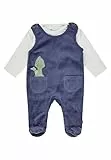 Sterntaler Strampler Set Rexi - Baby Strampler aus Nicki mit Dino Rexi Applikation - Langarm Shirt Jersey - Drucknöpfe im Schritt - bequemer Jungen Zweiteiler ab Geburt - blau, Größe 62